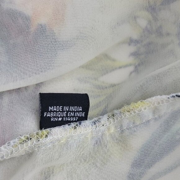 Tolani Floral Boho Tunic Top Womens Size Small Tassel Tie V Neck Sheer India - Picture 10 of 12